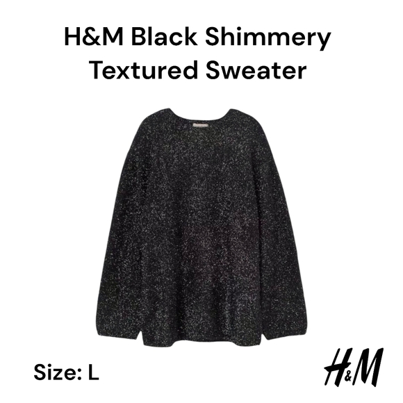H&M Black Shimmery Textured Sweater - Picture 1 of 8